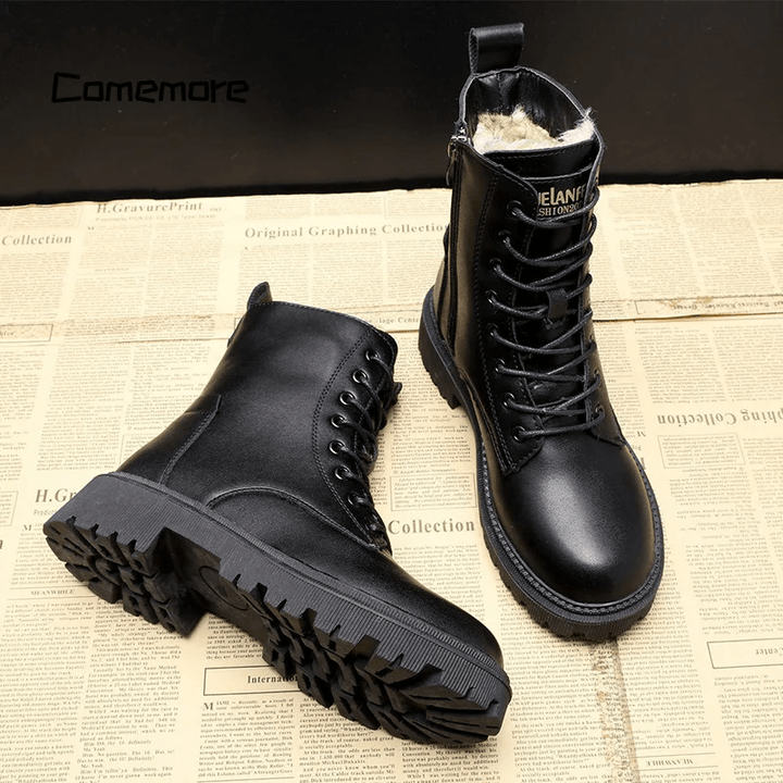 Esmée - Bottes d'hiver en cuir noir