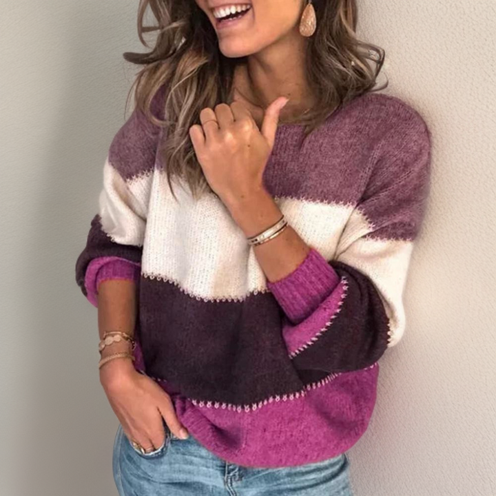 Léa™ | Pull rayé luxe douillet